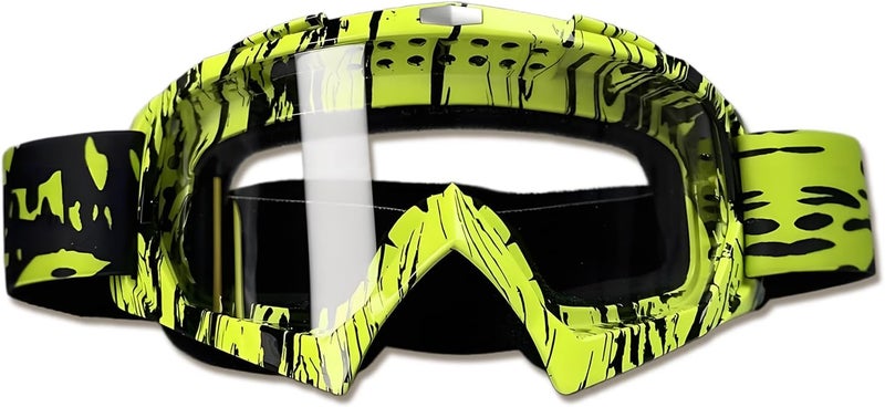 4-FQ Motorcycle Goggles ATV Dirt Bike Gear Motocross Riding Racing Glasses MX&MTB Accessories Off-Road Helmet Goggles for Men&Women, UV400 Protection Dust-proof Anti-Scratch Impact Resistant - Clear - Image 1